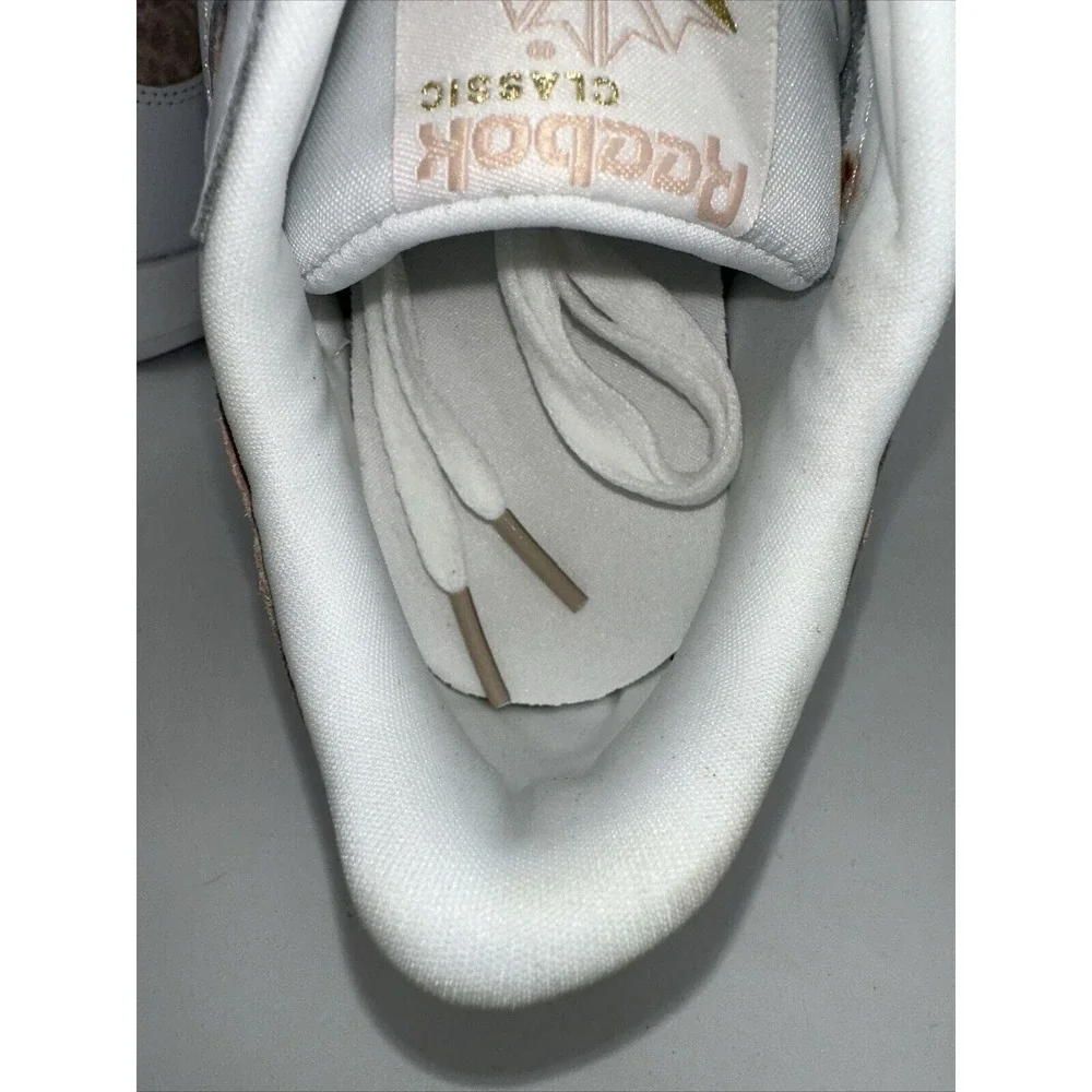 Reebok Classic Leather Womens White Cheetah Print Sneakers GY7173 Size‎ 9 NEW